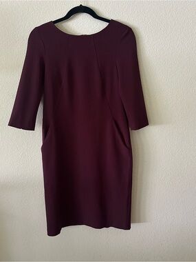 MM Lafleur Wine 3/4 Sleeve Sheath Dress in Burgundy size 2